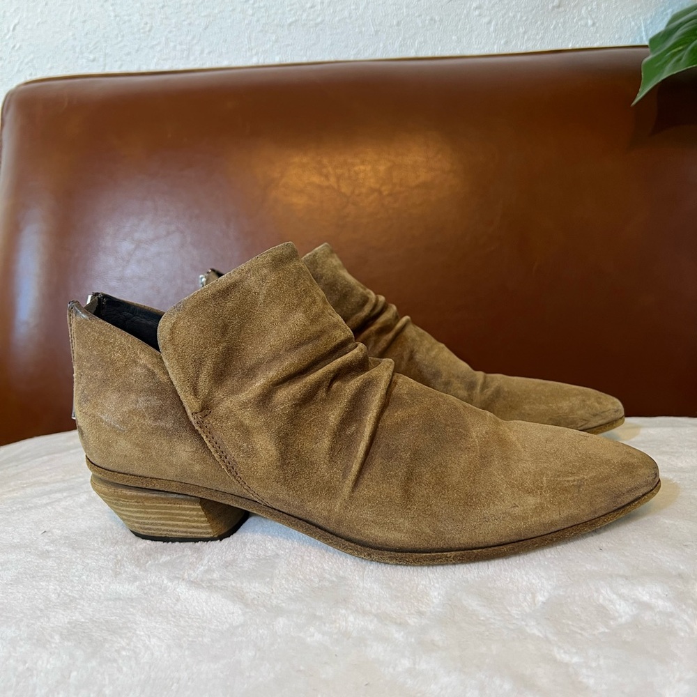 Officine Creative Suede Leather Pointed Toe Ankle Boots In Tan  Brown 38.5